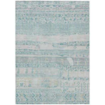 Saelanor Teal Washable Indoor-Outdoor Rug