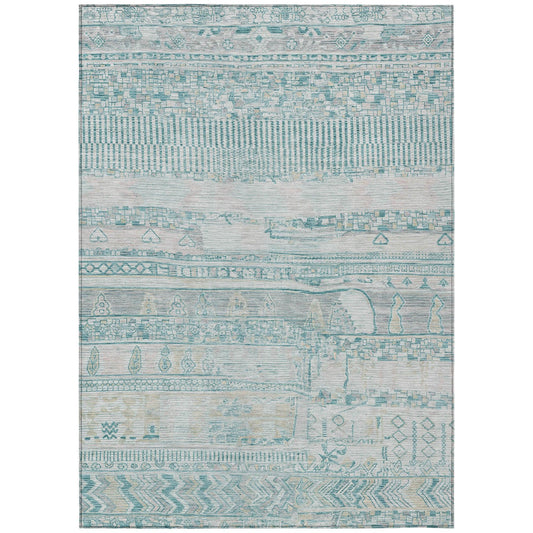 Saelanor Teal Washable Indoor-Outdoor Rug