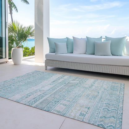 Saelanor Teal Washable Indoor-Outdoor Rug