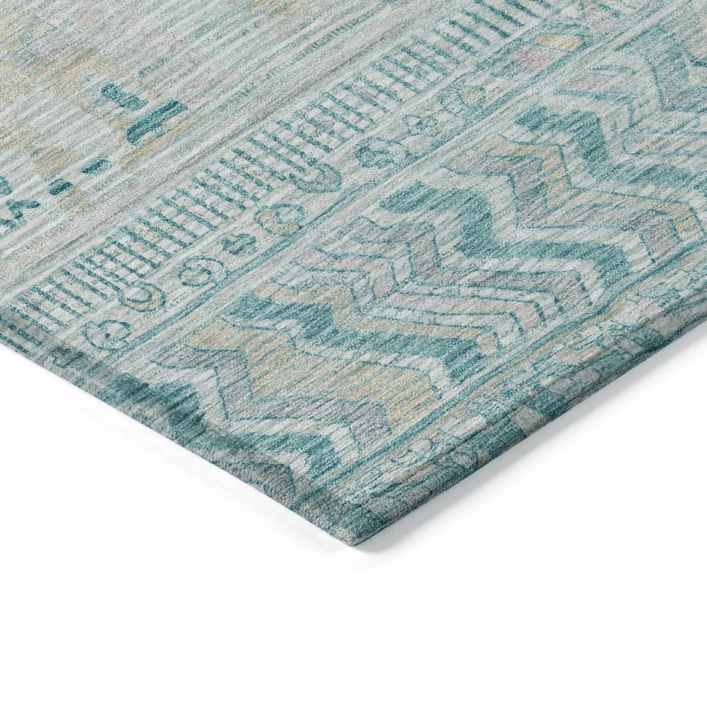 Saelanor Teal Washable Indoor-Outdoor Rug