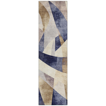 Saelara Blue Washable Indoor-Outdoor Rug