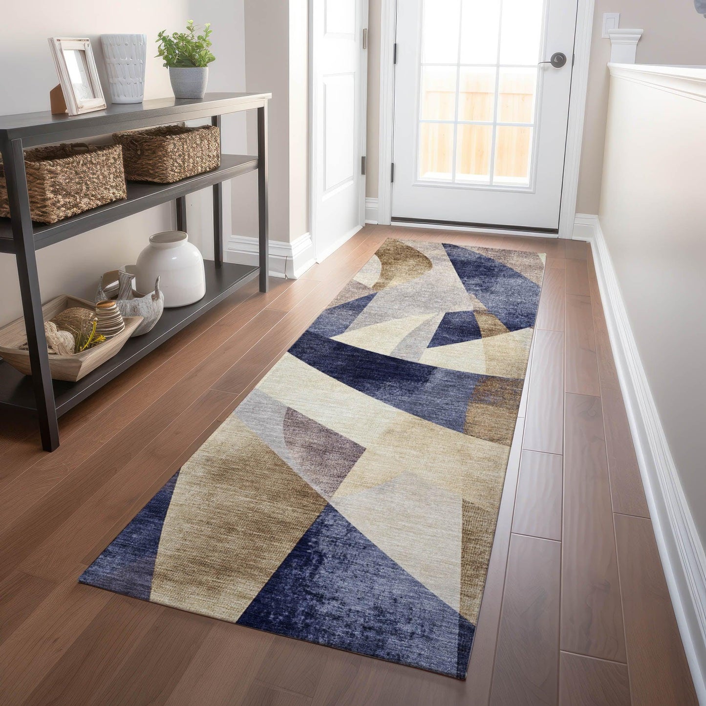 Saelara Blue Washable Indoor-Outdoor Rug