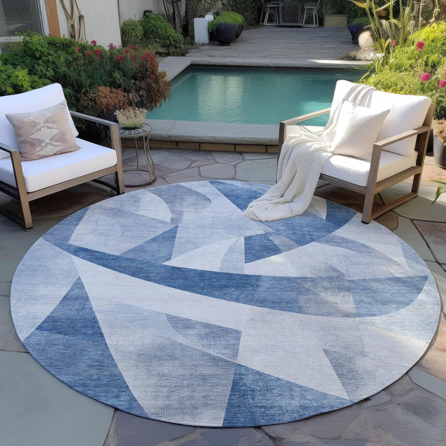 Saelara Denim Washable Indoor-Outdoor Rug