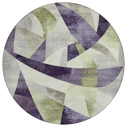 Saelara Purple Washable Indoor-Outdoor Rug