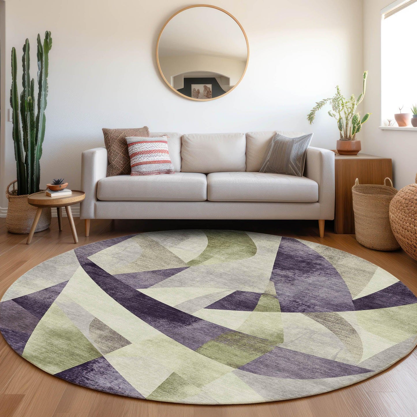 Saelara Purple Washable Indoor-Outdoor Rug