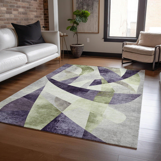 Saelara Purple Washable Indoor-Outdoor Rug