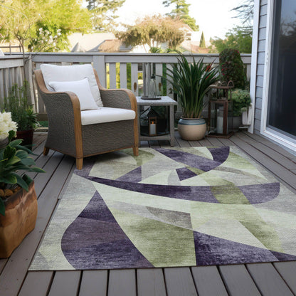 Saelara Purple Washable Indoor-Outdoor Rug