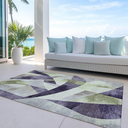 Saelara Purple Washable Indoor-Outdoor Rug