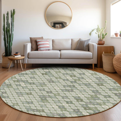 Saelaris Green Washable Indoor-Outdoor Rug