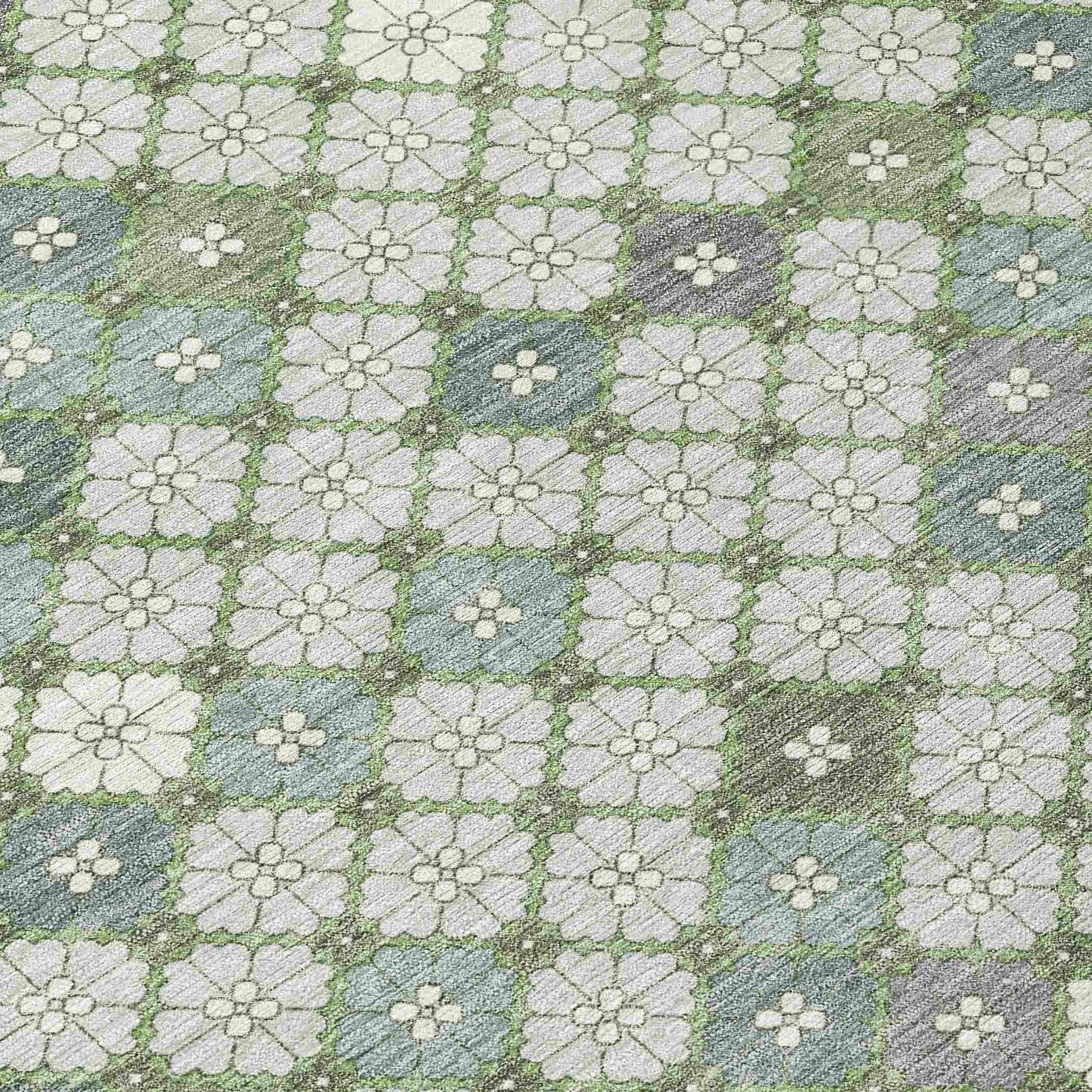 Saelaris Green Washable Indoor-Outdoor Rug