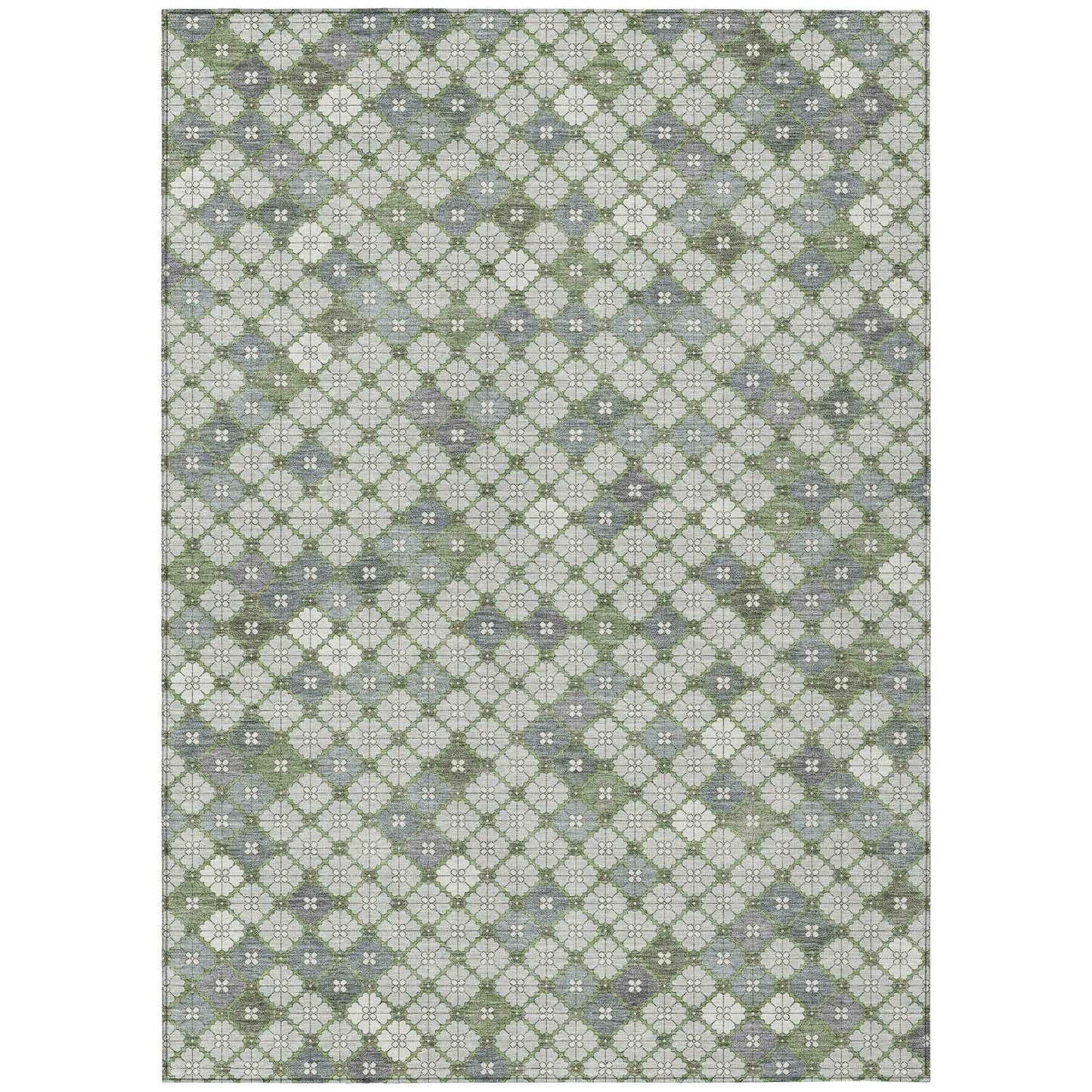Saelaris Green Washable Indoor-Outdoor Rug