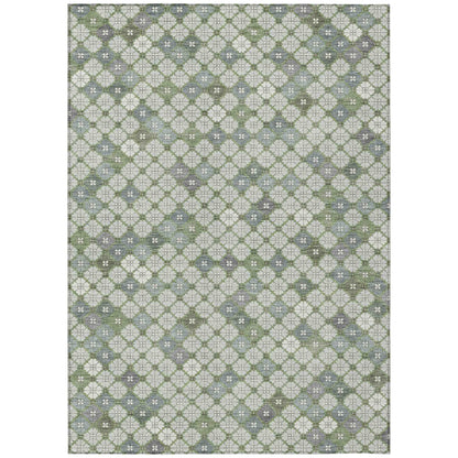 Saelaris Green Washable Indoor-Outdoor Rug