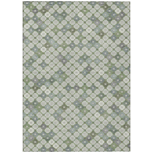 Saelaris Green Washable Indoor-Outdoor Rug