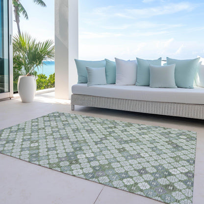 Saelaris Green Washable Indoor-Outdoor Rug