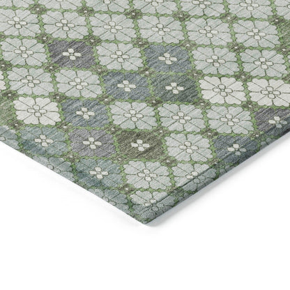 Saelaris Green Washable Indoor-Outdoor Rug