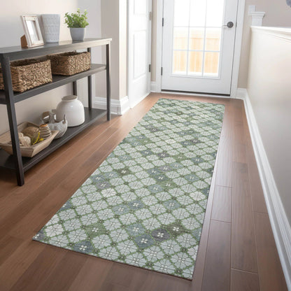 Saelaris Green Washable Indoor-Outdoor Rug