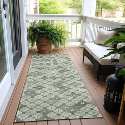 Saelaris Green Washable Indoor-Outdoor Rug