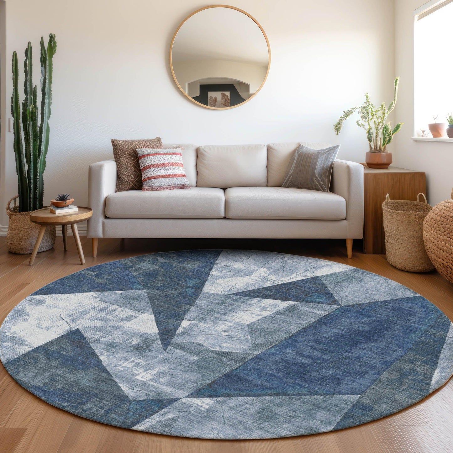 Saelas Blue Washable Indoor-Outdoor Rug