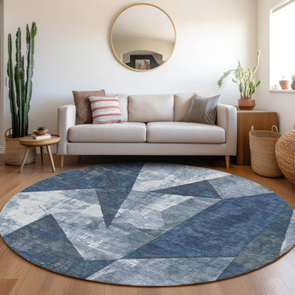 Saelas Blue Washable Indoor-Outdoor Rug