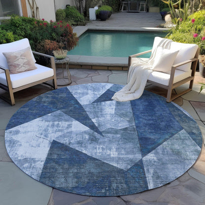 Saelas Blue Washable Indoor-Outdoor Rug