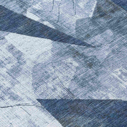 Saelas Blue Washable Indoor-Outdoor Rug