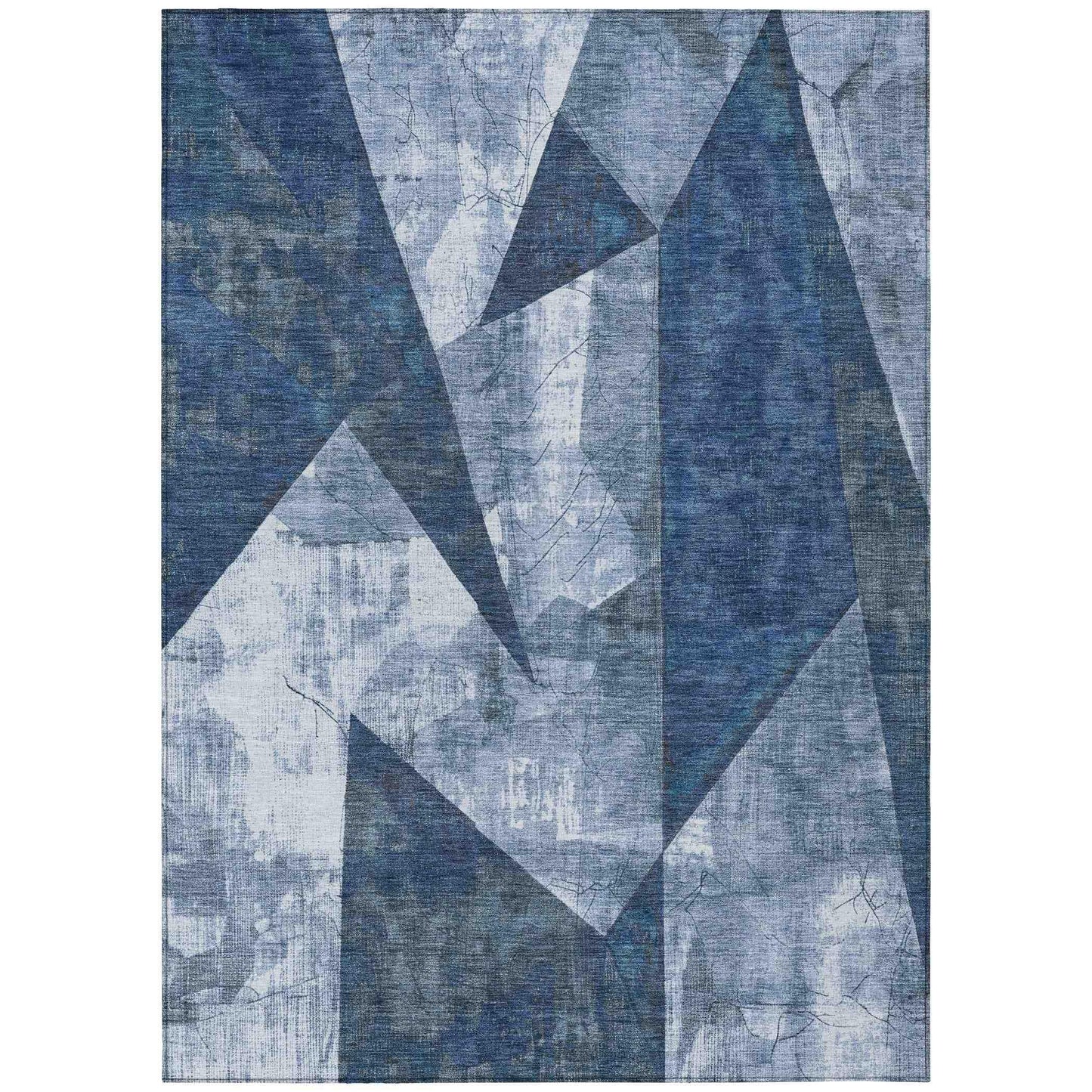 Saelas Blue Washable Indoor-Outdoor Rug