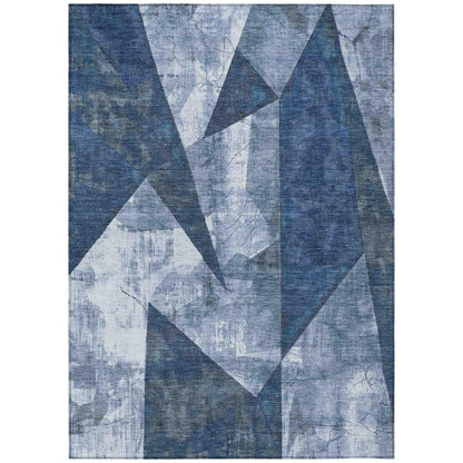 Saelas Blue Washable Indoor-Outdoor Rug