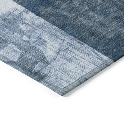 Saelas Blue Washable Indoor-Outdoor Rug