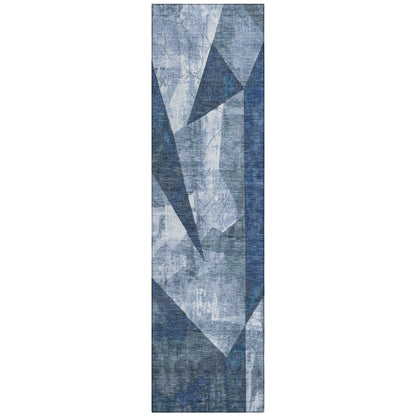 Saelas Blue Washable Indoor-Outdoor Rug