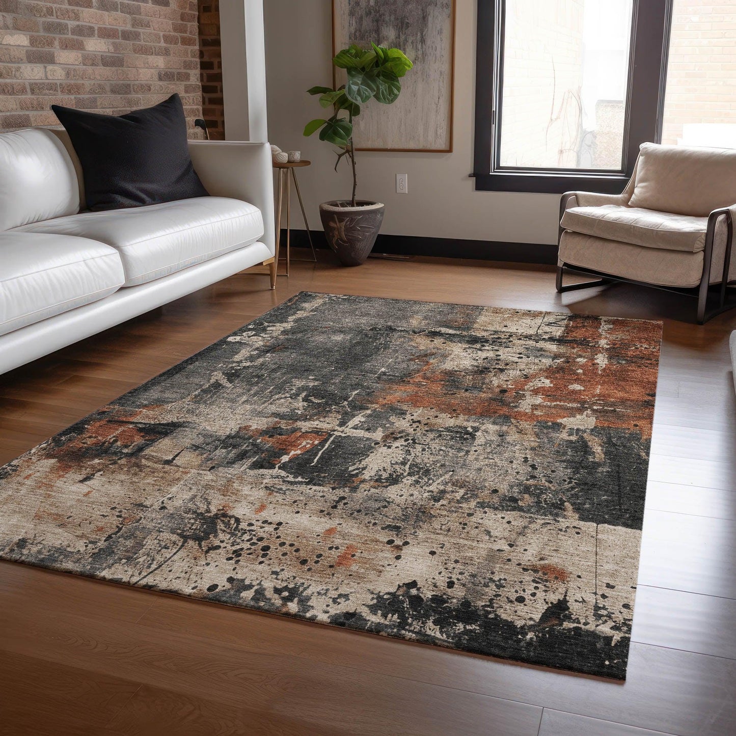 Saelien Brown Washable Indoor-Outdoor Rug