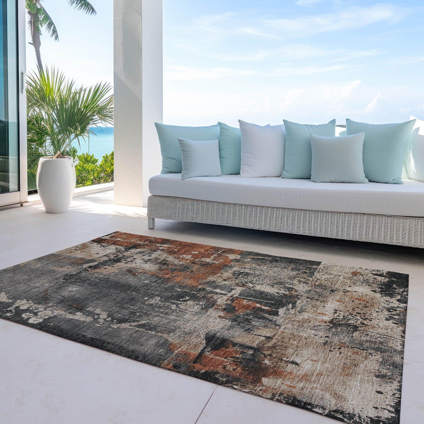 Saelien Brown Washable Indoor-Outdoor Rug