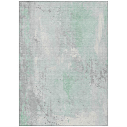 Saelion Green Washable Indoor-Outdoor Rug