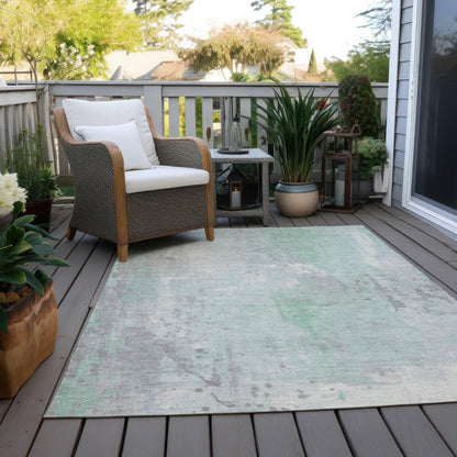 Saelion Green Washable Indoor-Outdoor Rug