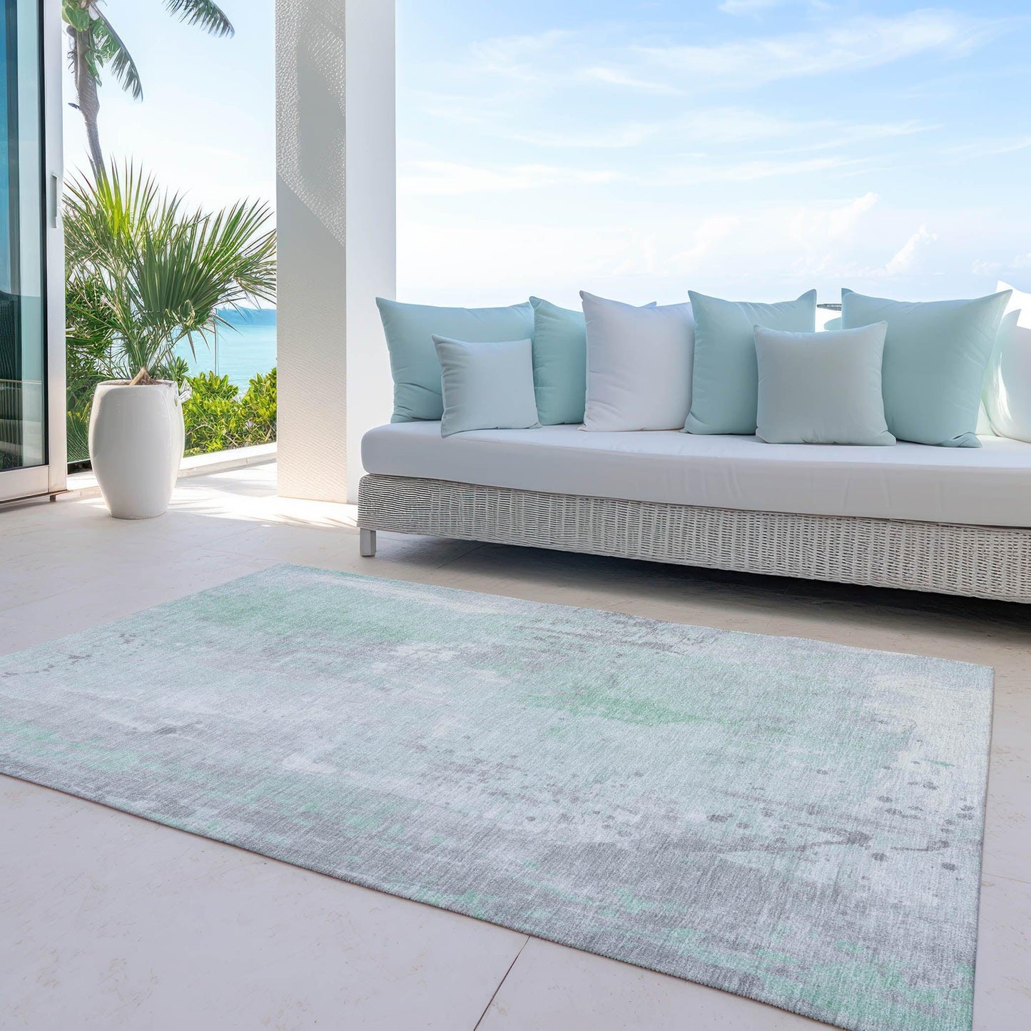 Saelion Green Washable Indoor-Outdoor Rug