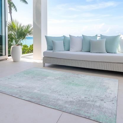 Saelion Green Washable Indoor-Outdoor Rug