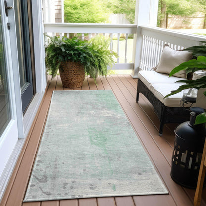 Saelion Green Washable Indoor-Outdoor Rug