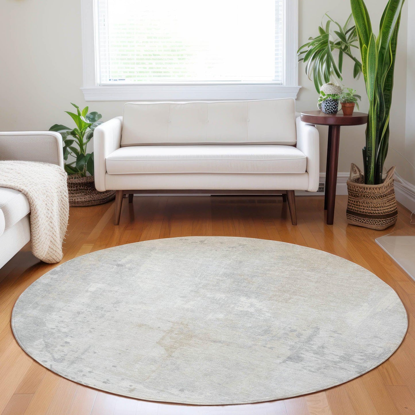 Saelion Ivory Washable Indoor-Outdoor Rug