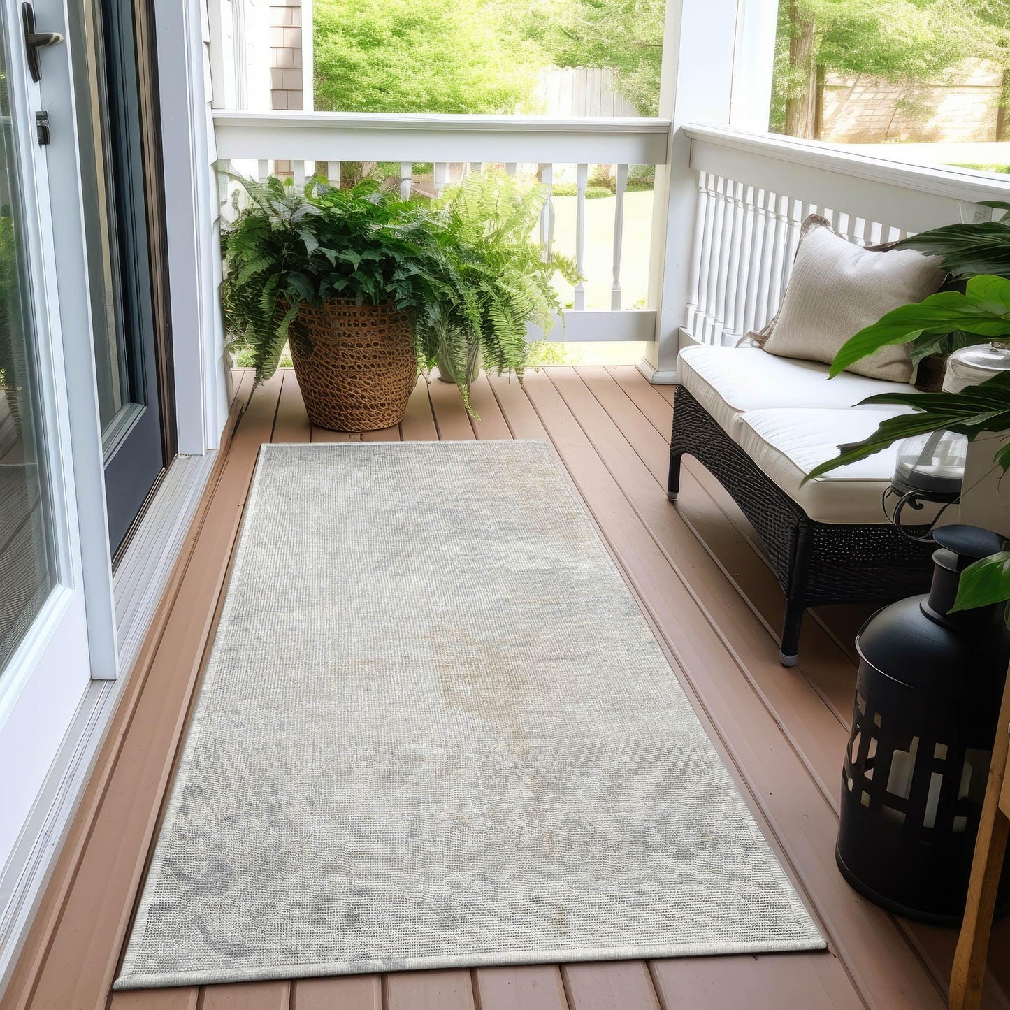 Saelion Ivory Washable Indoor-Outdoor Rug