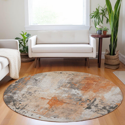 Saelion Orange Washable Indoor-Outdoor Rug