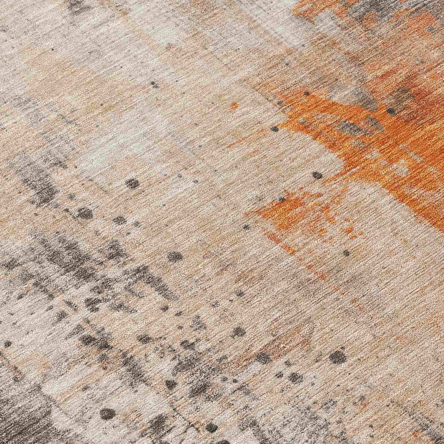 Saelion Orange Washable Indoor-Outdoor Rug