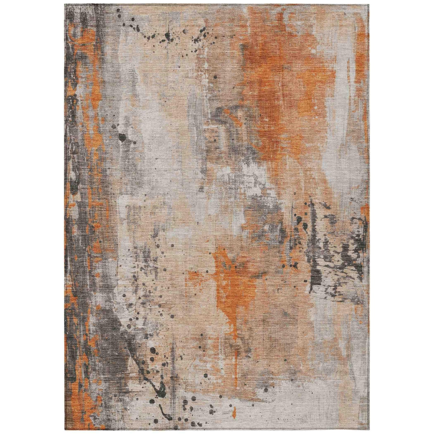 Saelion Orange Washable Indoor-Outdoor Rug