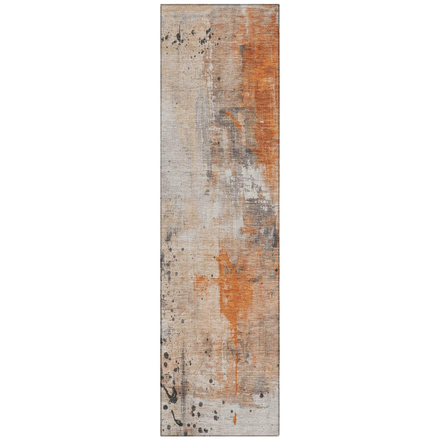 Saelion Orange Washable Indoor-Outdoor Rug