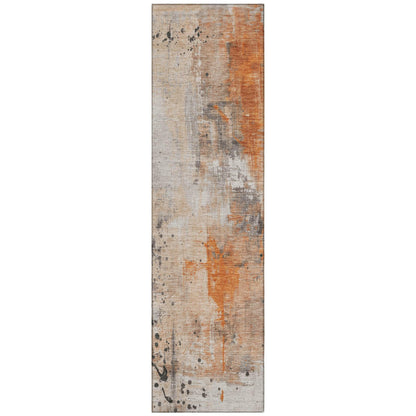 Saelion Orange Washable Indoor-Outdoor Rug