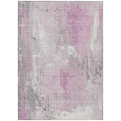 Saelion Pink Washable Indoor-Outdoor Rug