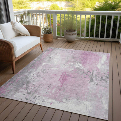 Saelion Pink Washable Indoor-Outdoor Rug
