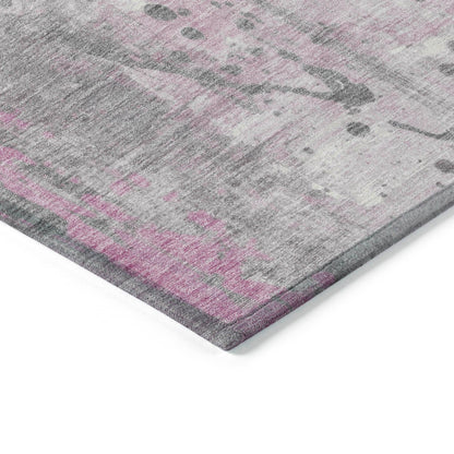 Saelion Pink Washable Indoor-Outdoor Rug