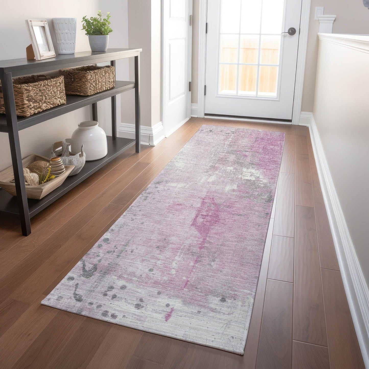 Saelion Pink Washable Indoor-Outdoor Rug