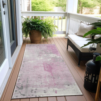 Saelion Pink Washable Indoor-Outdoor Rug