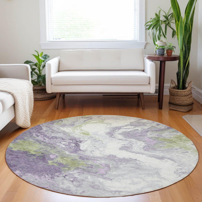 Saelira Purple Washable Indoor-Outdoor Rug
