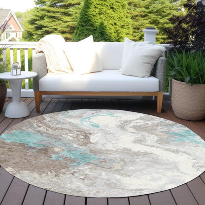 Saelira Teal Washable Indoor-Outdoor Rug